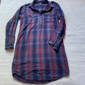 Eddie Bauer 8 Plaid Reverse Knit Lined Cotton Shirt Dress